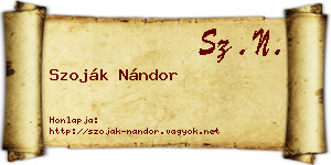 Szoják Nándor névjegykártya